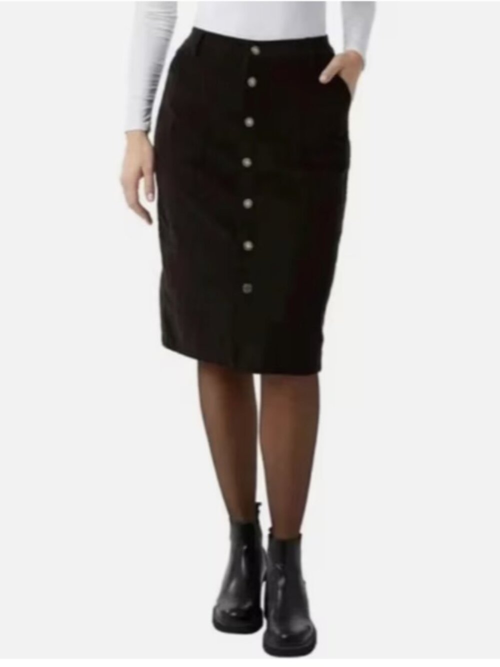 32 Degrees Heat Women's Black Button-Front Corduroy Pencil Skirt XXL NWT